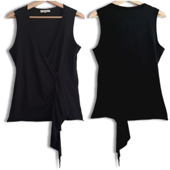 ESSENTIEL ANTWERP Sleeveless Surplice V-Neck Tank Top Black Sz M (3) - Picture 1 of 12